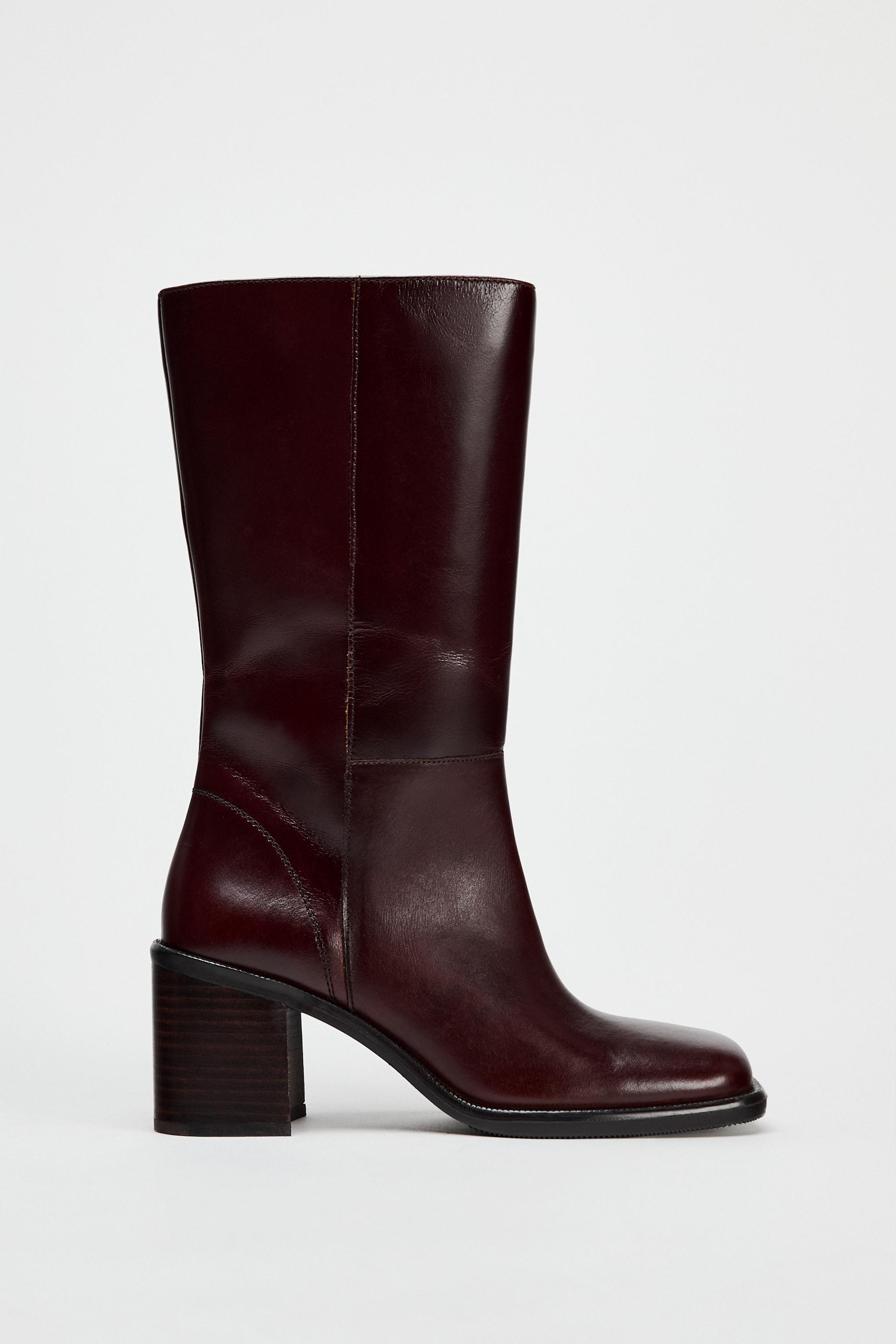 SQUARE TOE LEATHER ANKLE BOOT Product Image