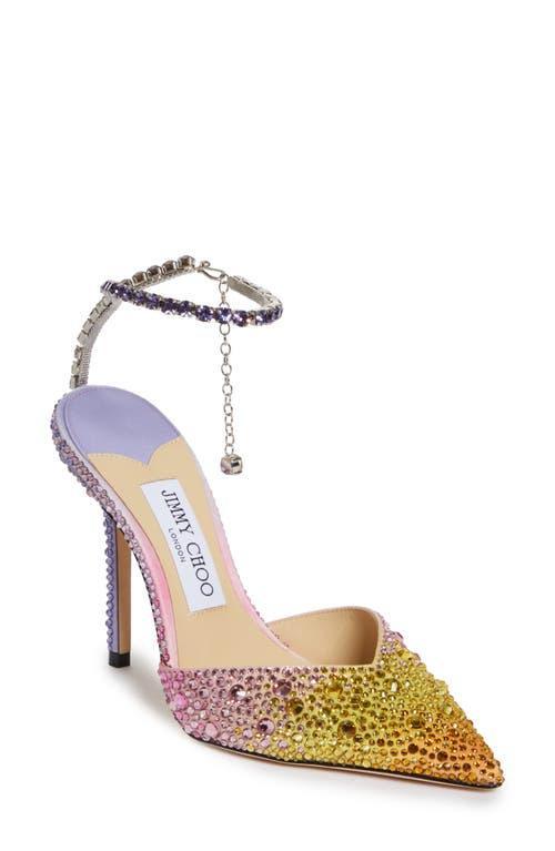 Saeda Ombre Crystal Ankle-strap Pumps In Sunset Mix Product Image