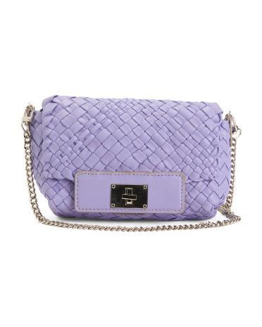 Leather Woven Flap Crossbody for Women Product Image