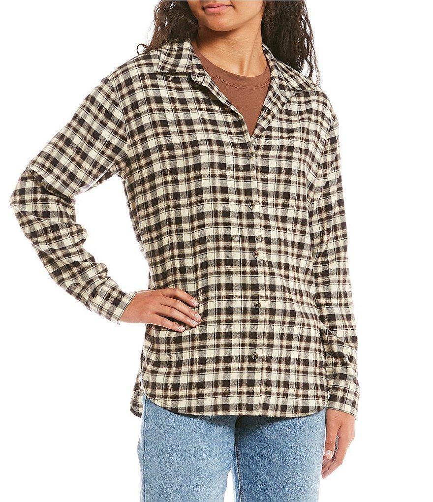 Copper Key Checked Plaid Button Front Flannel Shirt Product Image