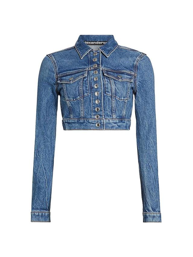 Womens Shrunken Denim Trucker Jacket Product Image