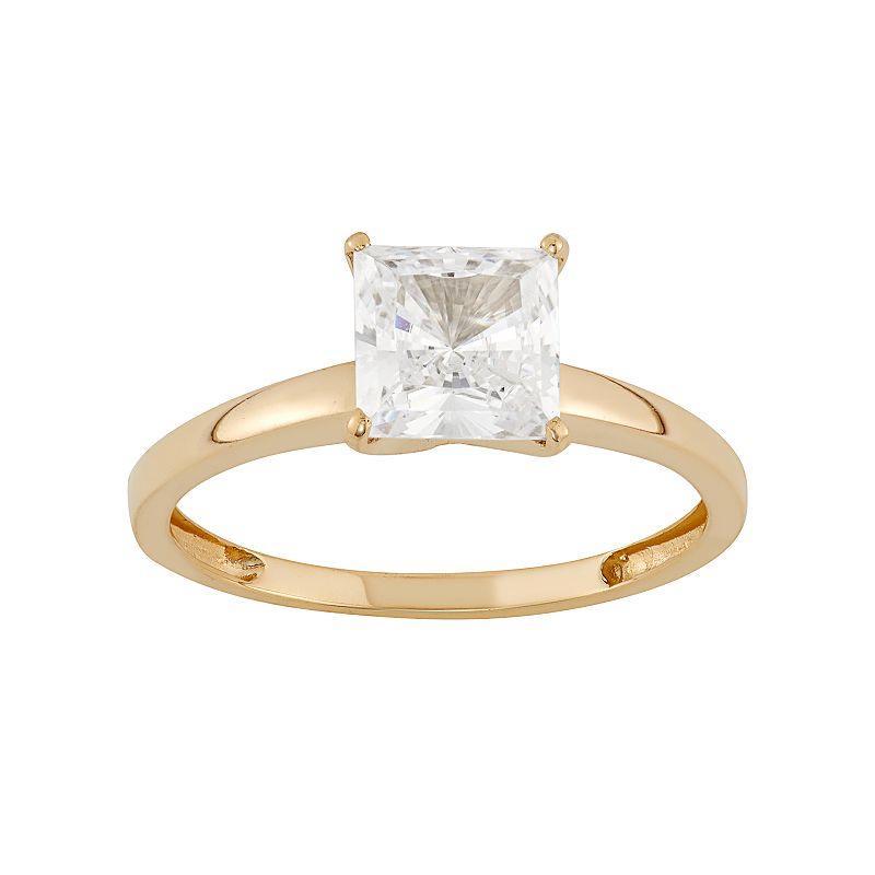 10k Gold Cubic Zirconia Solitaire Engagement Ring, Womens White Product Image