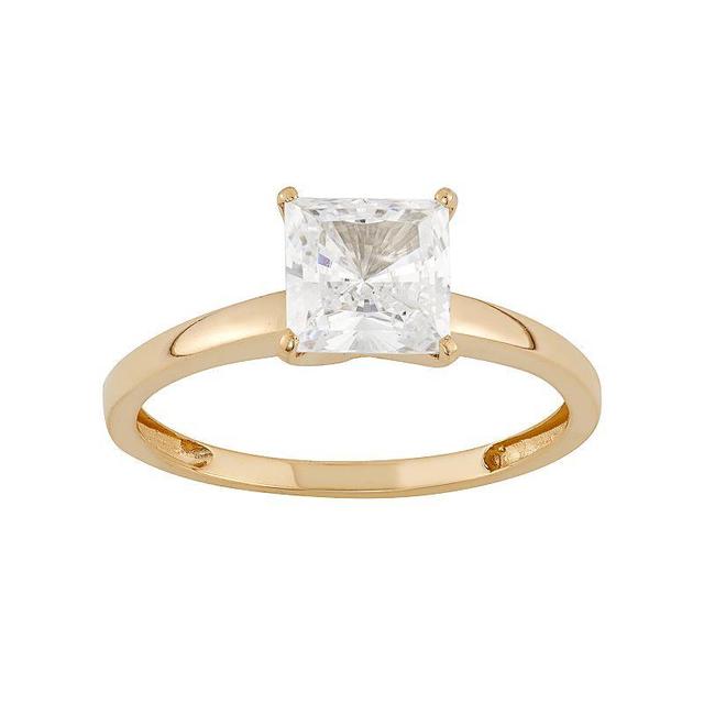 10k Gold Cubic Zirconia Solitaire Engagement Ring, Womens White Product Image