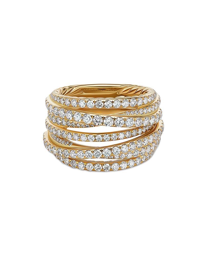 Womens Pav Crossover Ring in 18K Yellow Gold Product Image