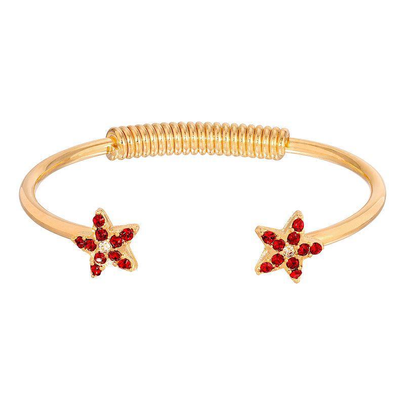 2028 Gold-Tone Crystal Siam Red Star Spring Bracelet Product Image