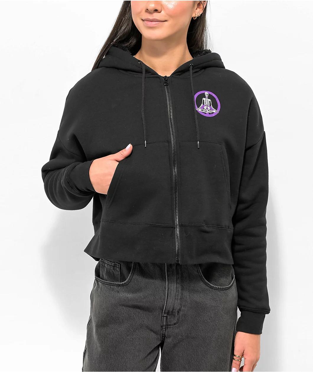 Empyre Rosine Black Sherpa Zip Hoodie Product Image