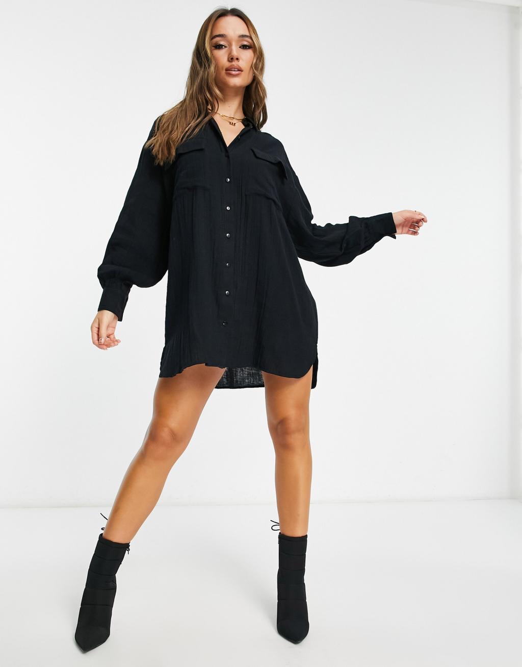 ASOS DESIGN double cloth oversized mini shirt dress Product Image