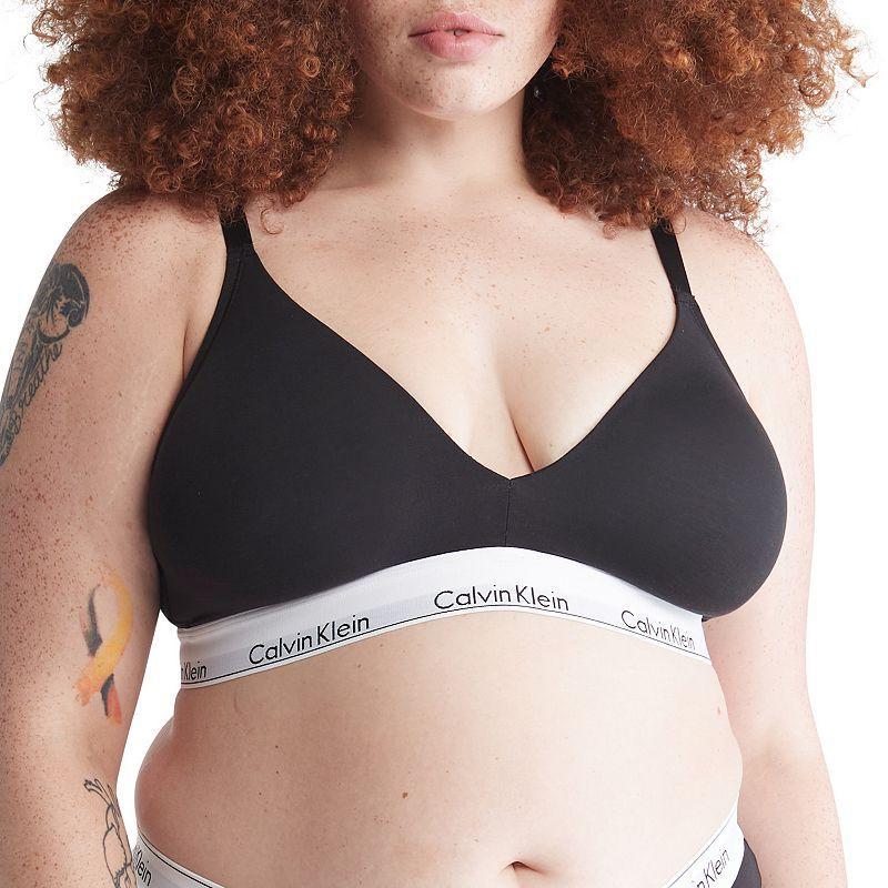 Plus Size Calvin Klein Modern Cotton Lightly Lined Triangle Bralette QF7062, Womens Product Image