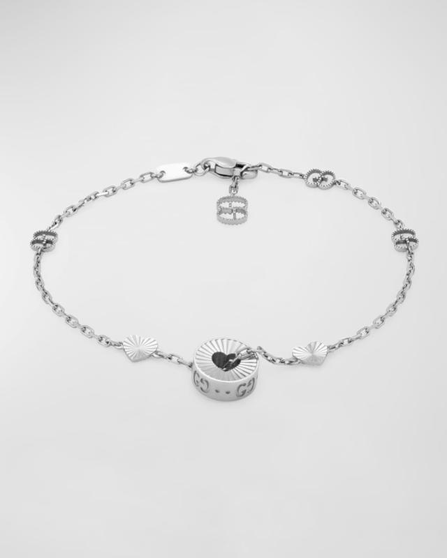 Womens Icon 18K White Gold Heart Bracelet Product Image