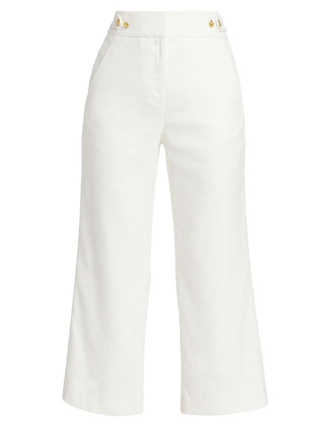 Veronica Beard Aubrie Flare Crop Linen Blend Pants Product Image