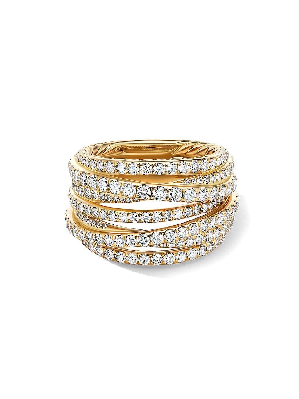 Womens Pav Crossover Ring in 18K Yellow Gold Product Image