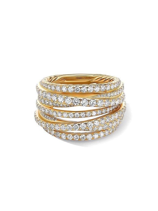 Womens Pav Crossover Ring in 18K Yellow Gold Product Image