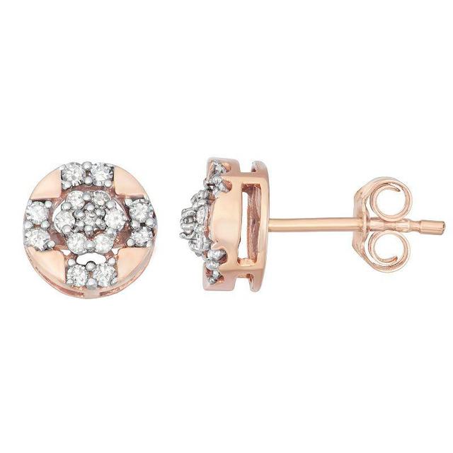 10k Rose Gold 1/3 Carat T.W. Diamond Stud Earrings, Womens, 10k Two Tone Product Image