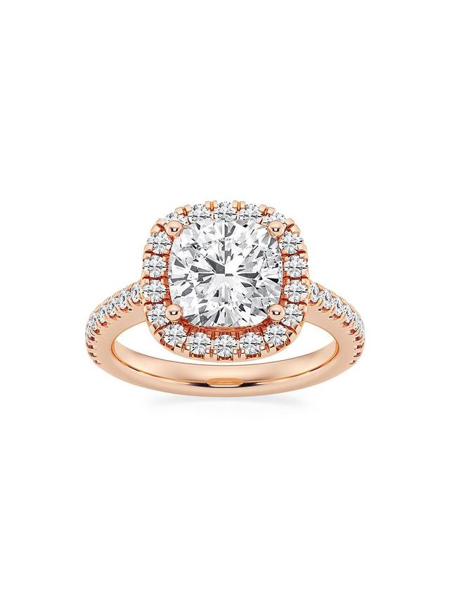 Womens 14K Rose Gold & Cushion-Cut Lab-Grown Diamond Halo Ring/1.30-3.60 TCW Product Image