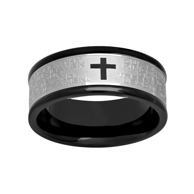 Stainless Steel Two Tone The Lords Prayer Band - Men, Mens Black Product Image