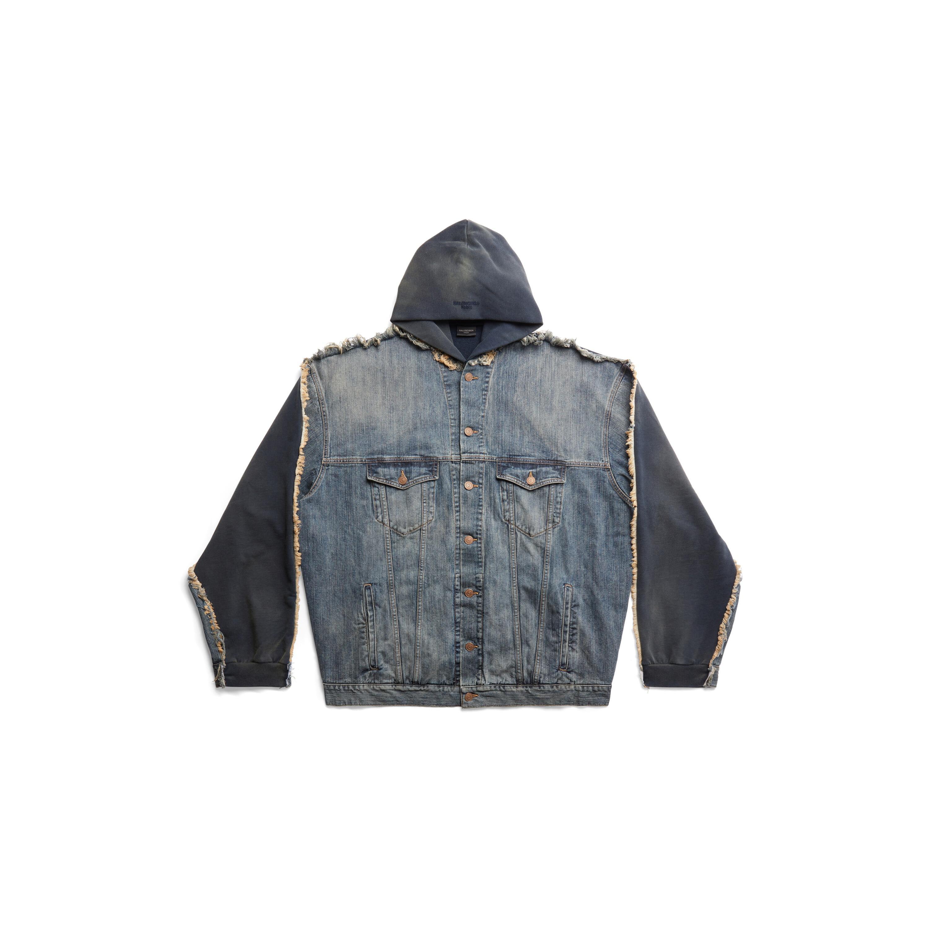 Balenciaga Paris Hybrid Hooded Jacket in Blue Product Image