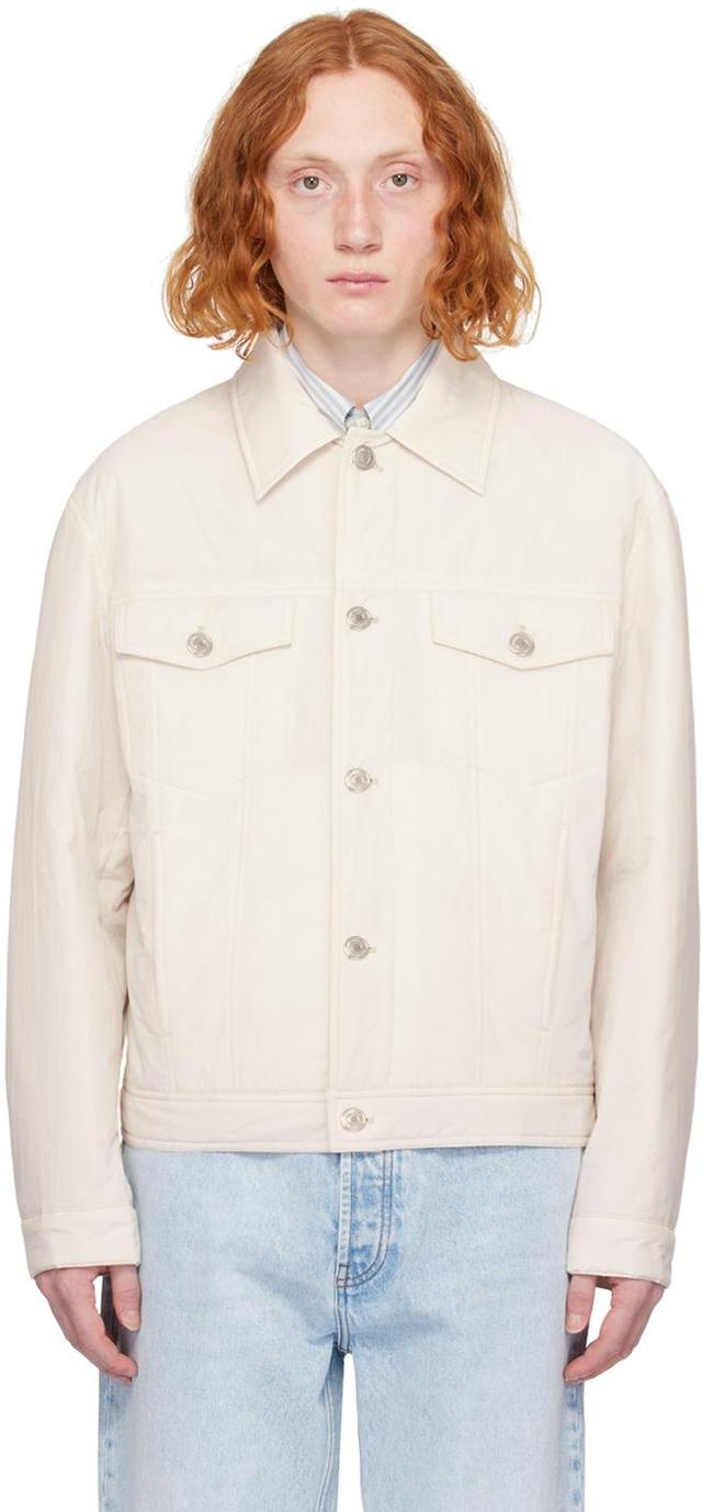 AMI ALEXANDRE MATTIUSSI Off-white Padded Trucker Jacket In Chalk Product Image