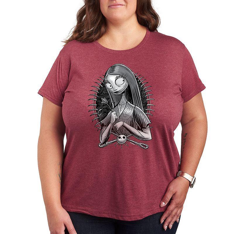 Disneys The Nightmare Before Christmas Plus Sally Vignette Graphic Tee, Womens Grey Wine Product Image