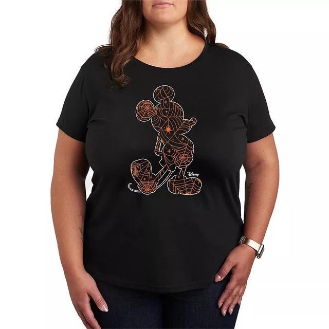 Disneys Mickey Mouse Plus Size Spider Web Outline Graphic Tee, Womens Product Image