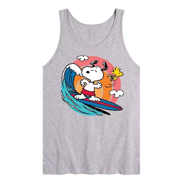 Mens Peanuts Snoopy Woodstock Surfing Graphic Tank Top Product Image