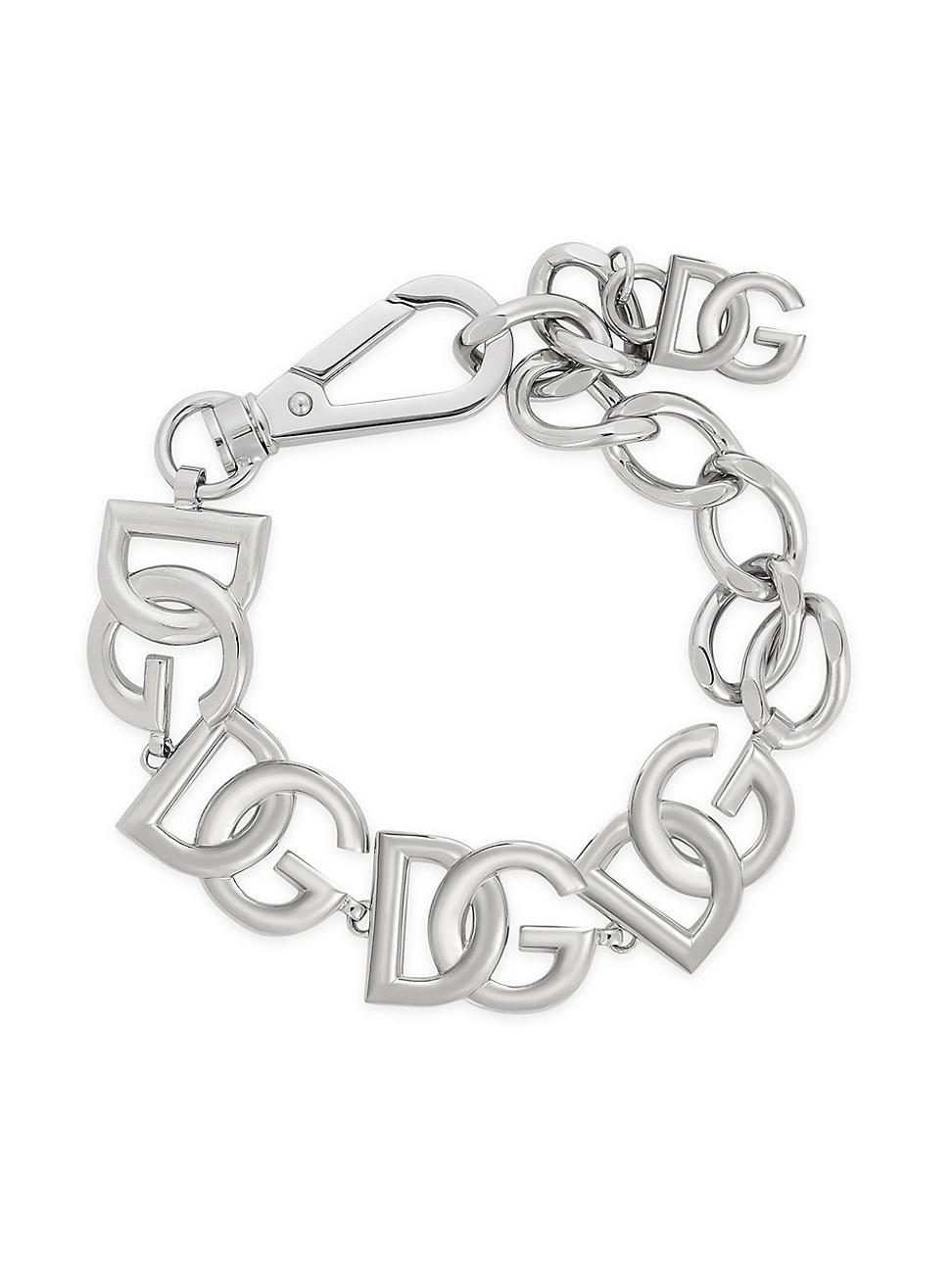 Womens Silver-Plated Logo Chain Bracelet Product Image