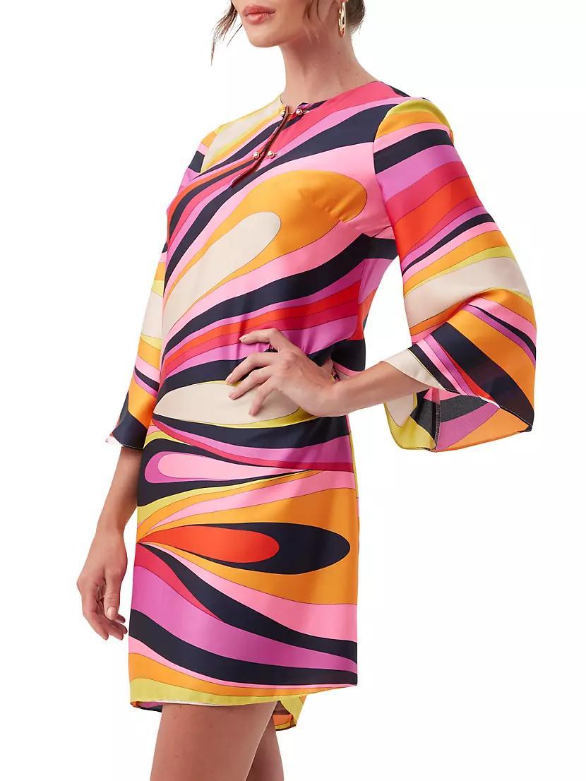 Nallia Psychedelic-Print Satin Shift Dress Product Image