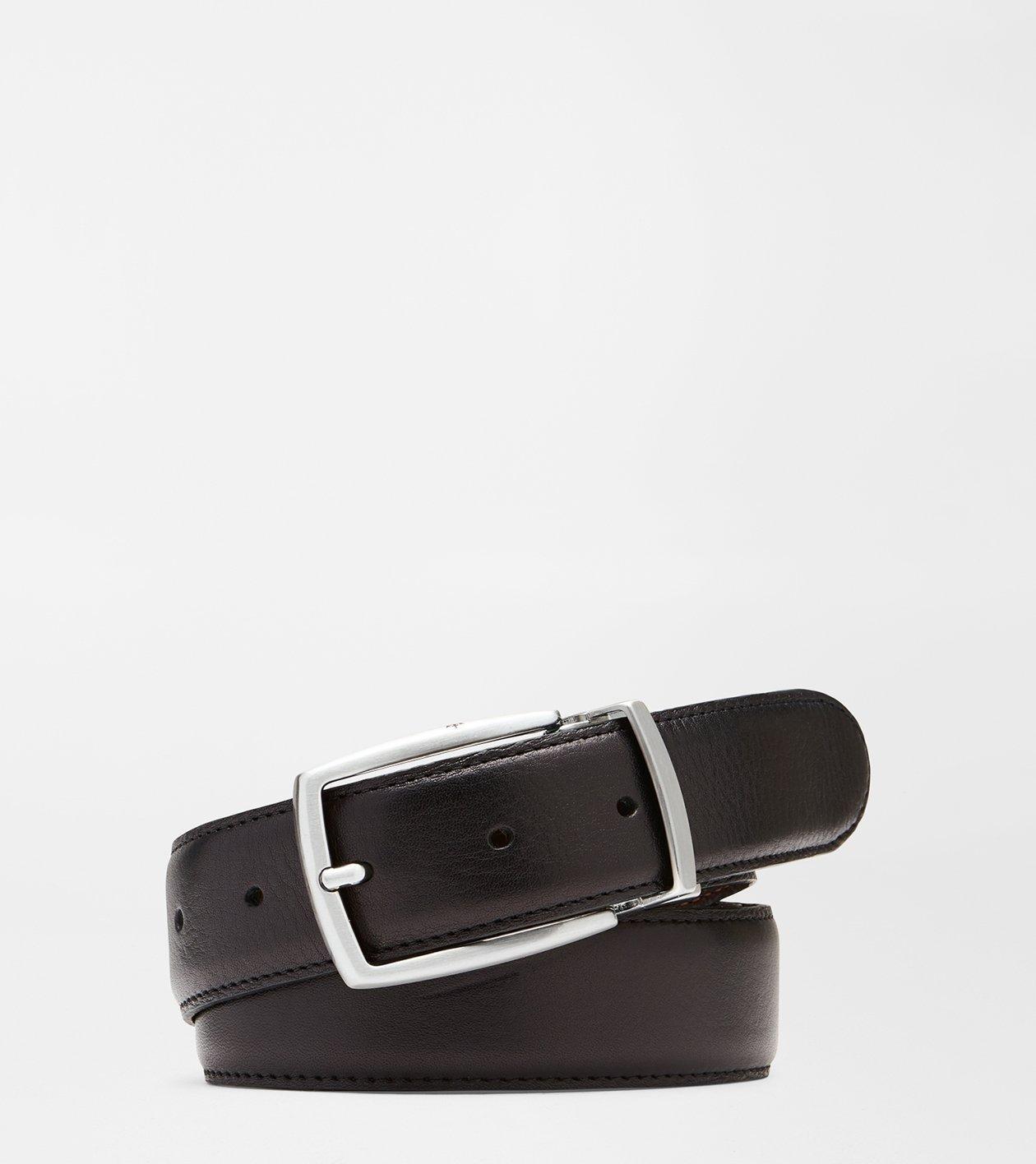 Peter Millar Mens Reversible Leather Belt | Color: Black / Brown | Size: 34 Product Image