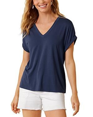 Tommy Bahama Kauai Jersey V-Neck Tee (Tea Leaf) Women's Clothing Product Image