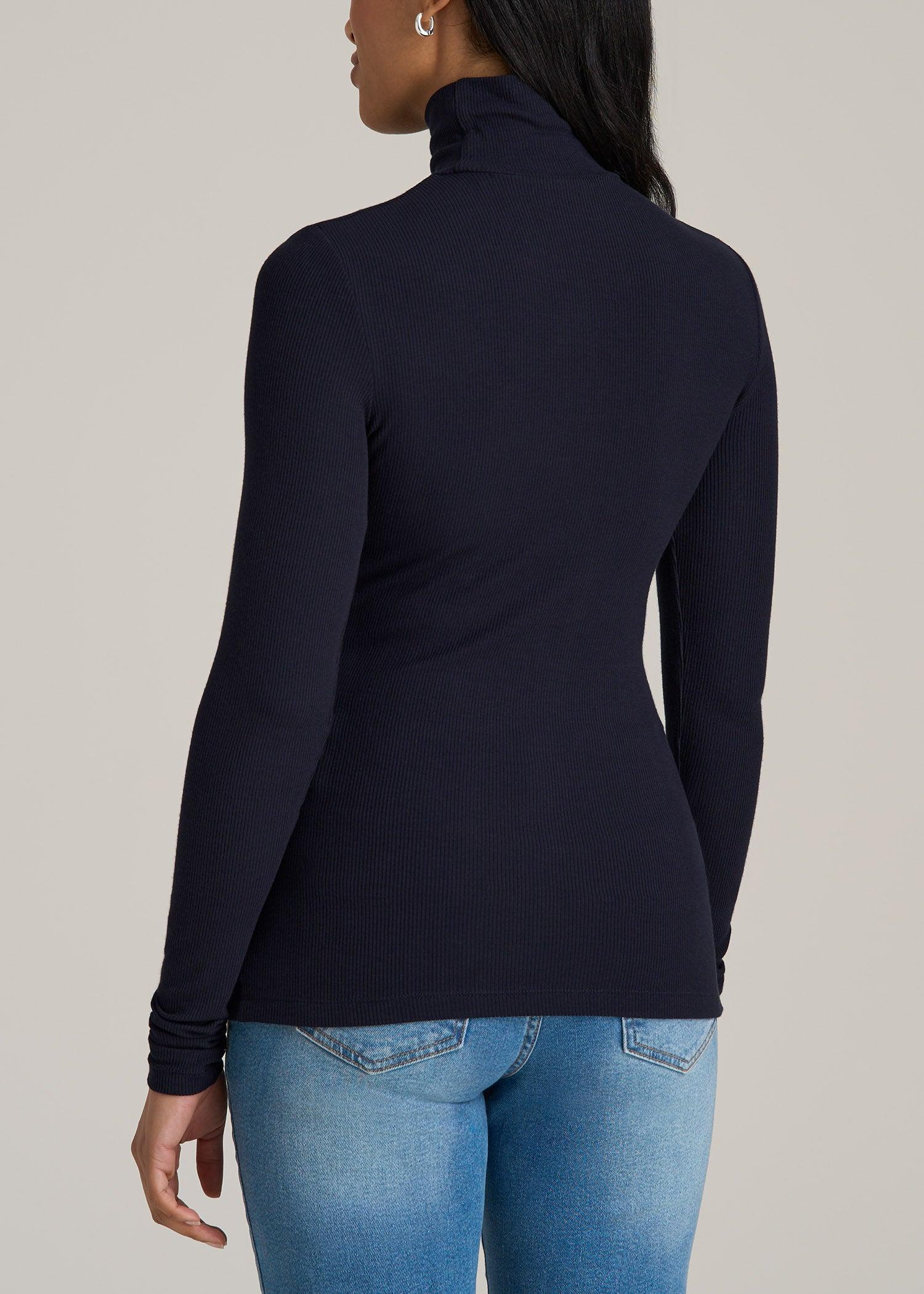 Tall Women's FITTED Long Sleeve Ribbed Turtleneck Tee in Deep Navy Product Image