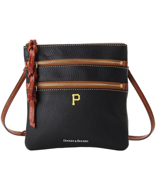 Womens Dooney & Bourke Pittsburgh Pirates Pebble Triple-Zip Core Crossbody Purse Product Image