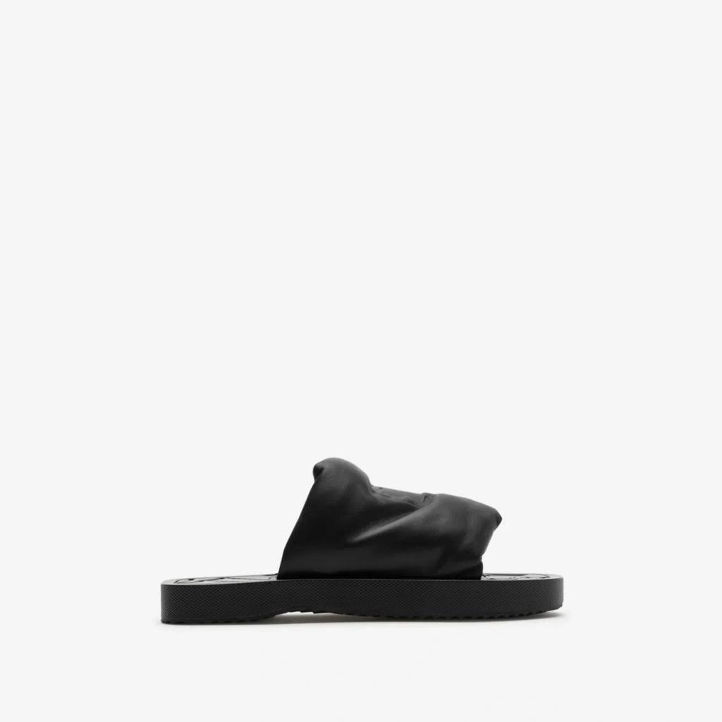 BURBERRY Ekd Slab Leather Slides In Black Product Image