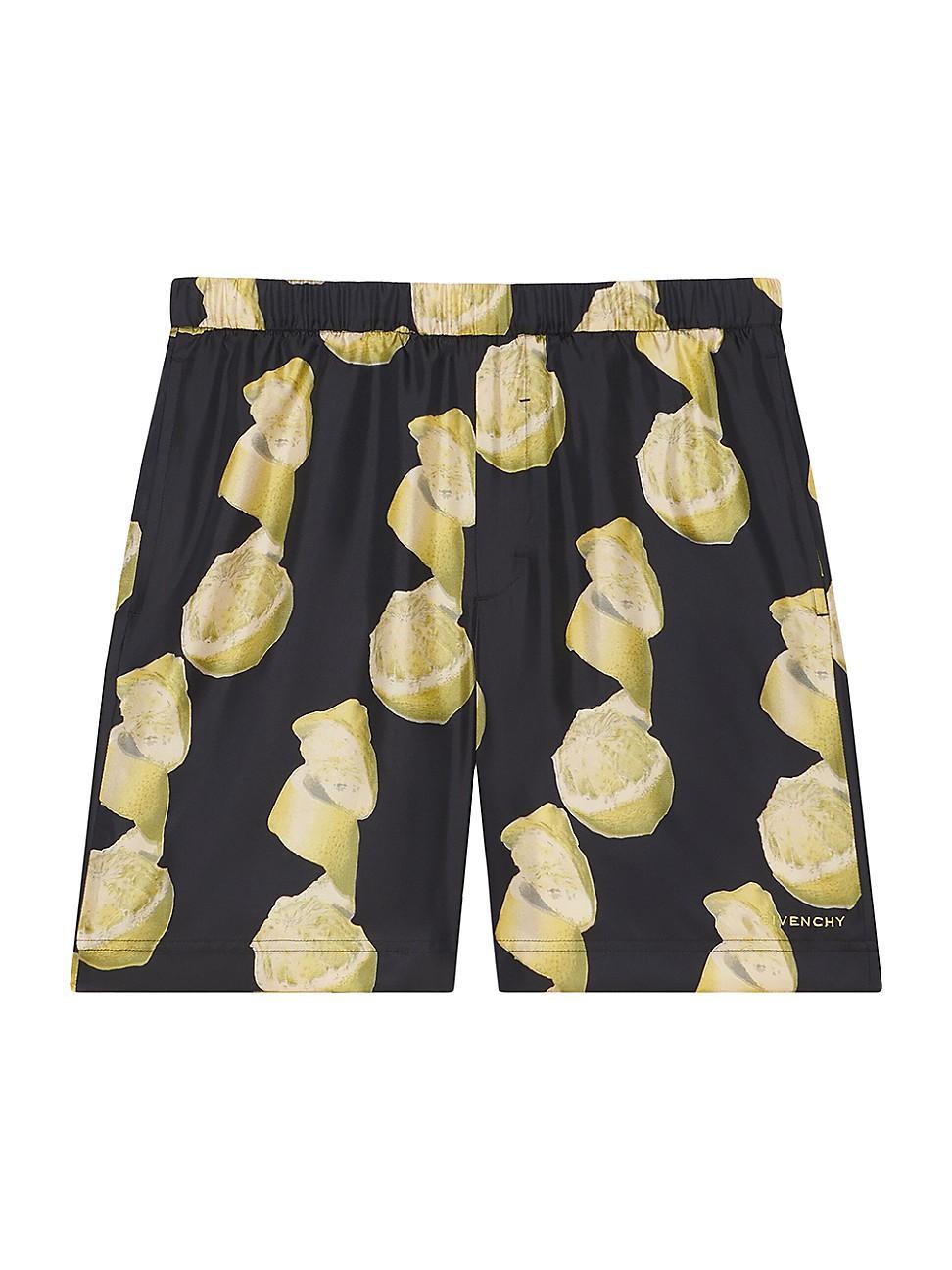 Givenchy Formal Lemon Print Elastic Waist Silk Shorts Product Image