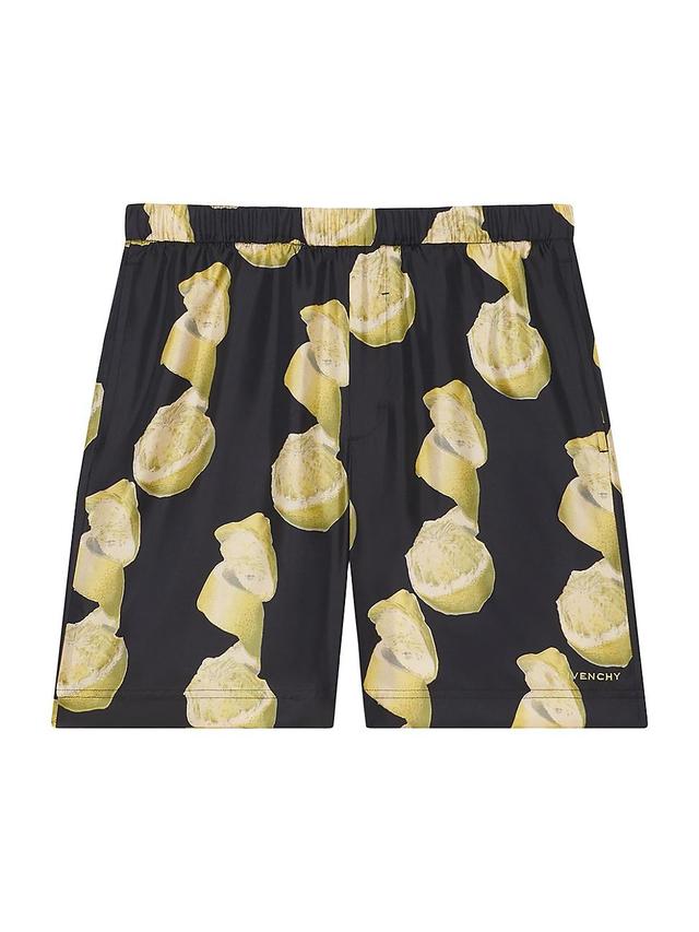 Givenchy Formal Lemon Print Elastic Waist Silk Shorts Product Image