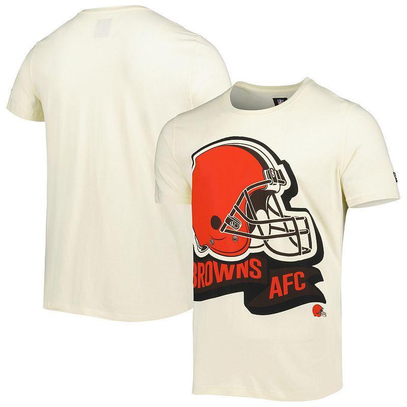 Mens New Era Cream Cleveland Browns Sideline Chrome T-Shirt Product Image