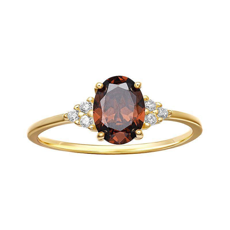 PRIMROSE Sterling Silver Brown & White Cubic Zirconia Ring, Womens Gold Over Sterling Product Image