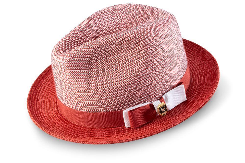 Crimson Men's Two Tone Braided Pinch Fedora with Grosgrain Ribbon Male Product Image