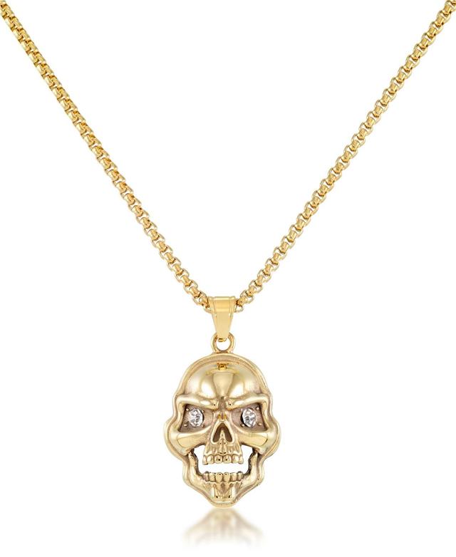 Andrew Charles by Andy Hilfiger Mens Cubic Zirconia Signature Skull 24 Pendant Necklace in Black Ion-Plated Stainless Steel (Also available in Gold-Tone Ion-Plated Stainless Steel) Product Image