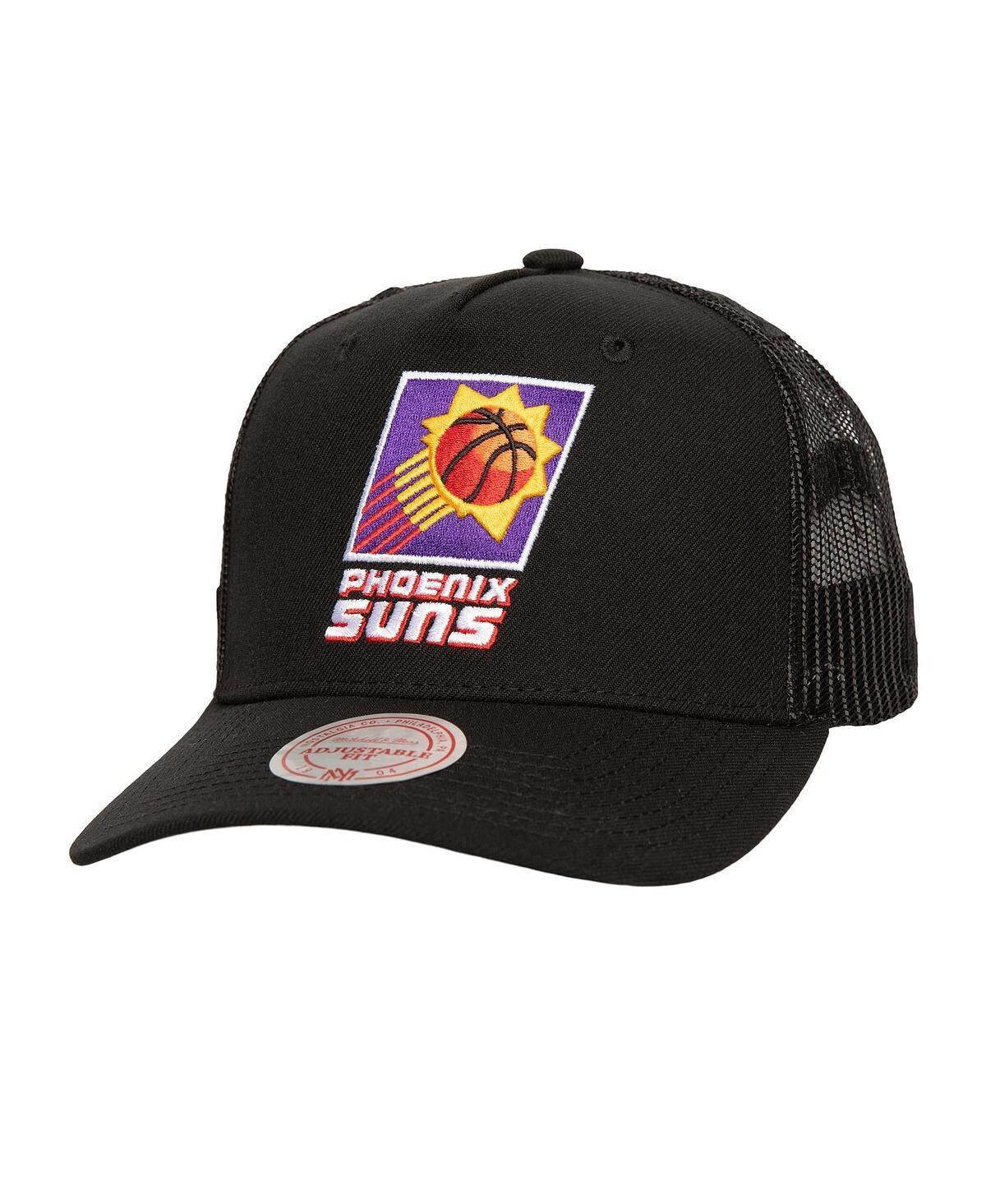 Mens Mitchell & Ness Black Phoenix Suns Monogram All-Over Logo Mesh Trucker Adjustable Hat Product Image