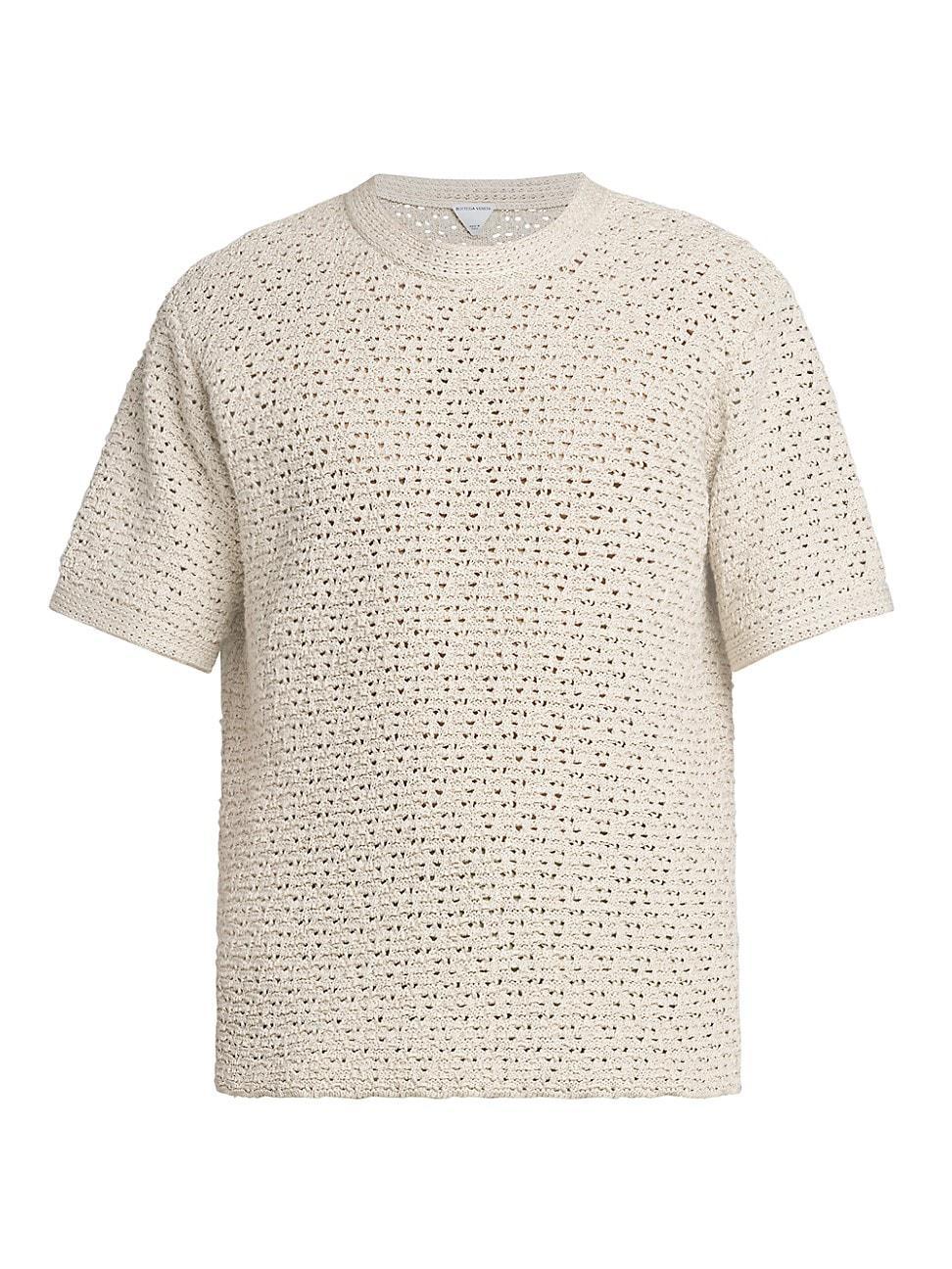 Mens Cotton Crochet Knit T-Shirt Product Image