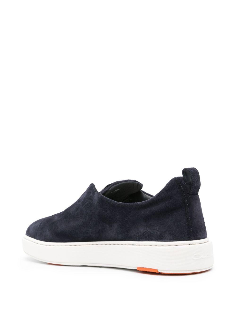 SANTONI Logo-lettering Suede Sneakers In Blue Product Image