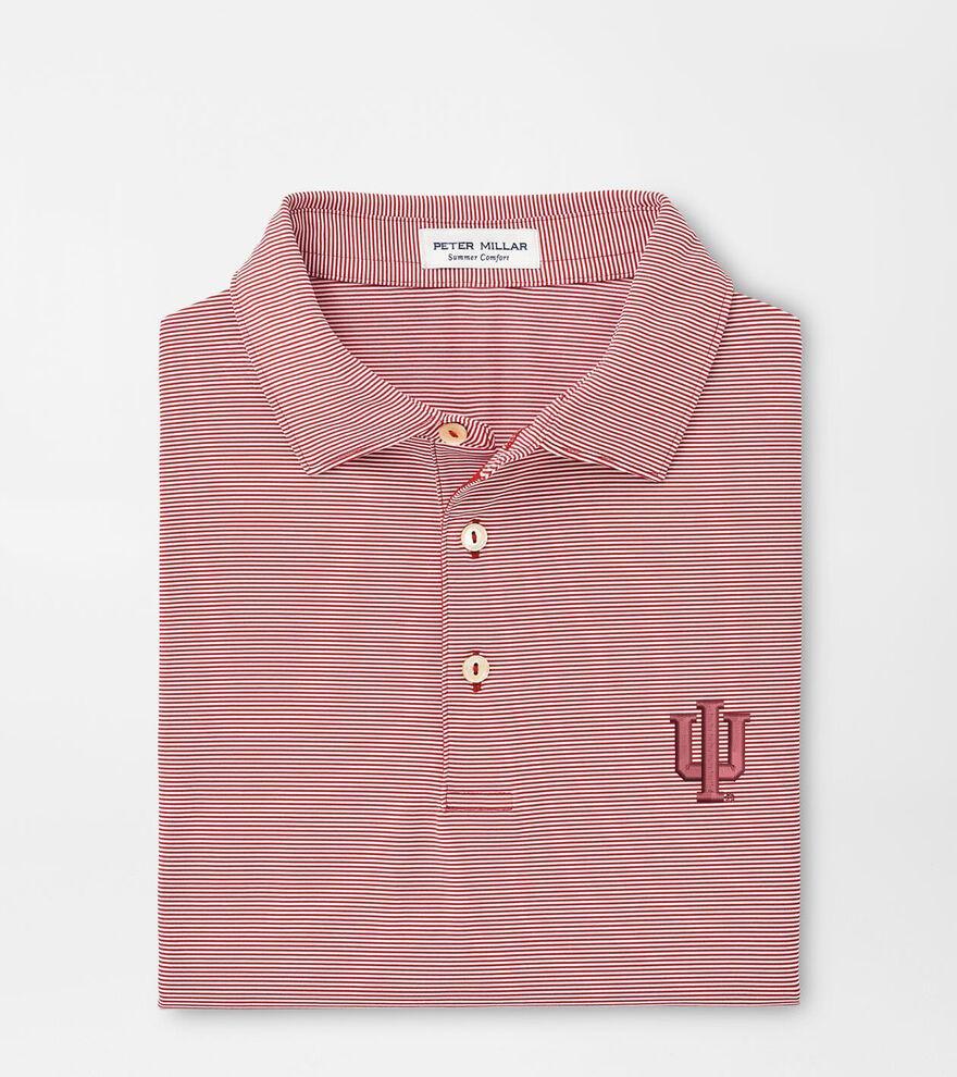 Peter Millar Mens Indiana Jubilee Stripe Performance Polo | Color: Crimson | Size: 3XL Product Image