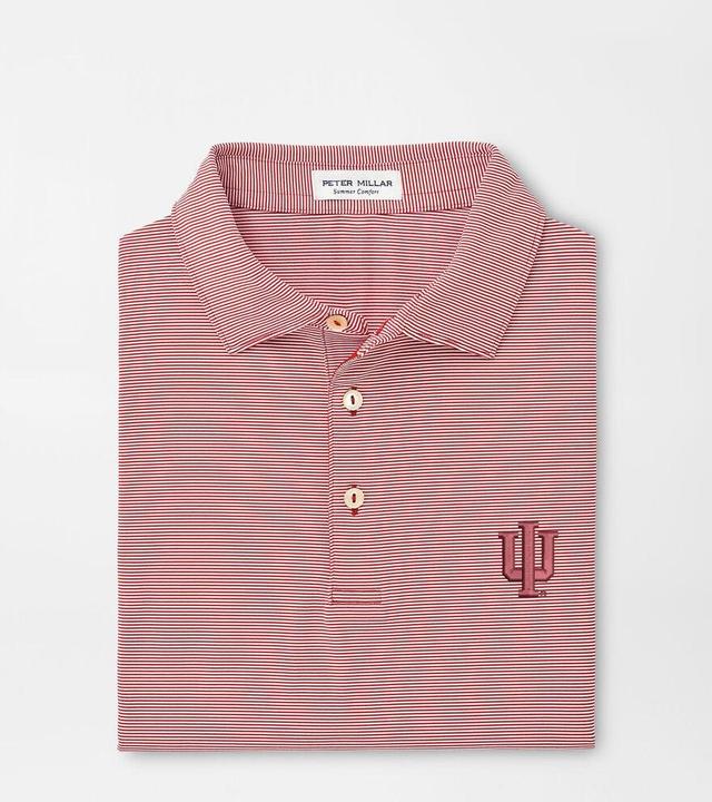 Peter Millar Mens Indiana Jubilee Stripe Performance Polo | Color: Crimson | Size: 3XL Product Image