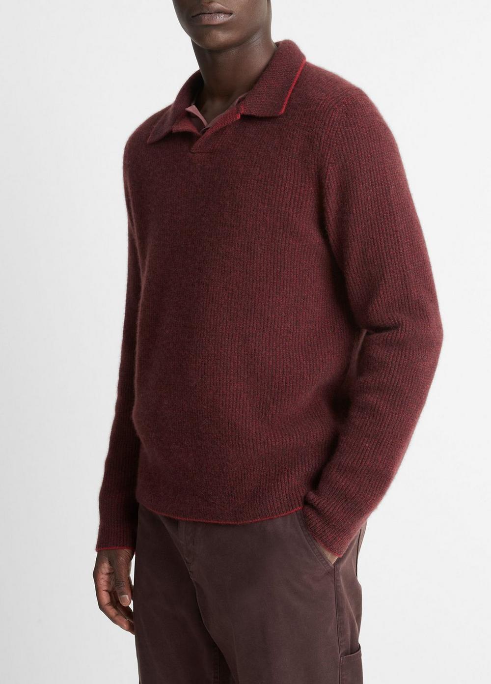 Plush Cashmere Thermal Johnny-Collar Sweater Product Image