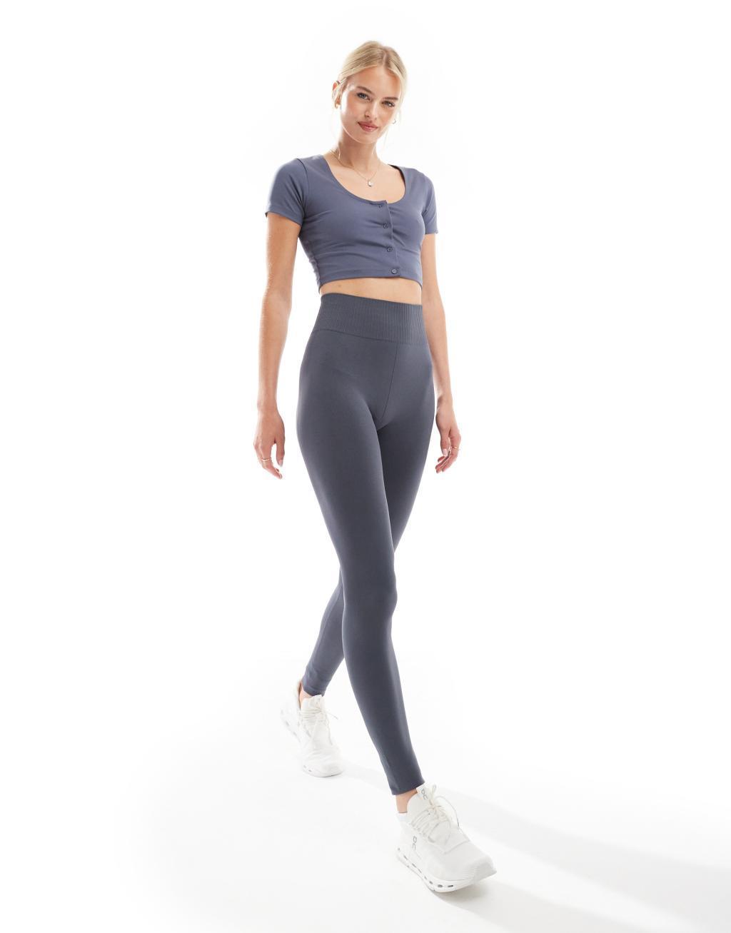 ASOS 4505 Tall seamless high waist gym leggings in navy Product Image