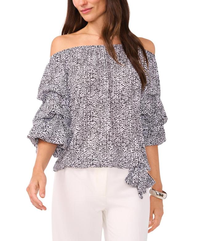 Vince Camuto Womens Printed Bubble-Sleeve Off-The-Shoulder Top Product Image