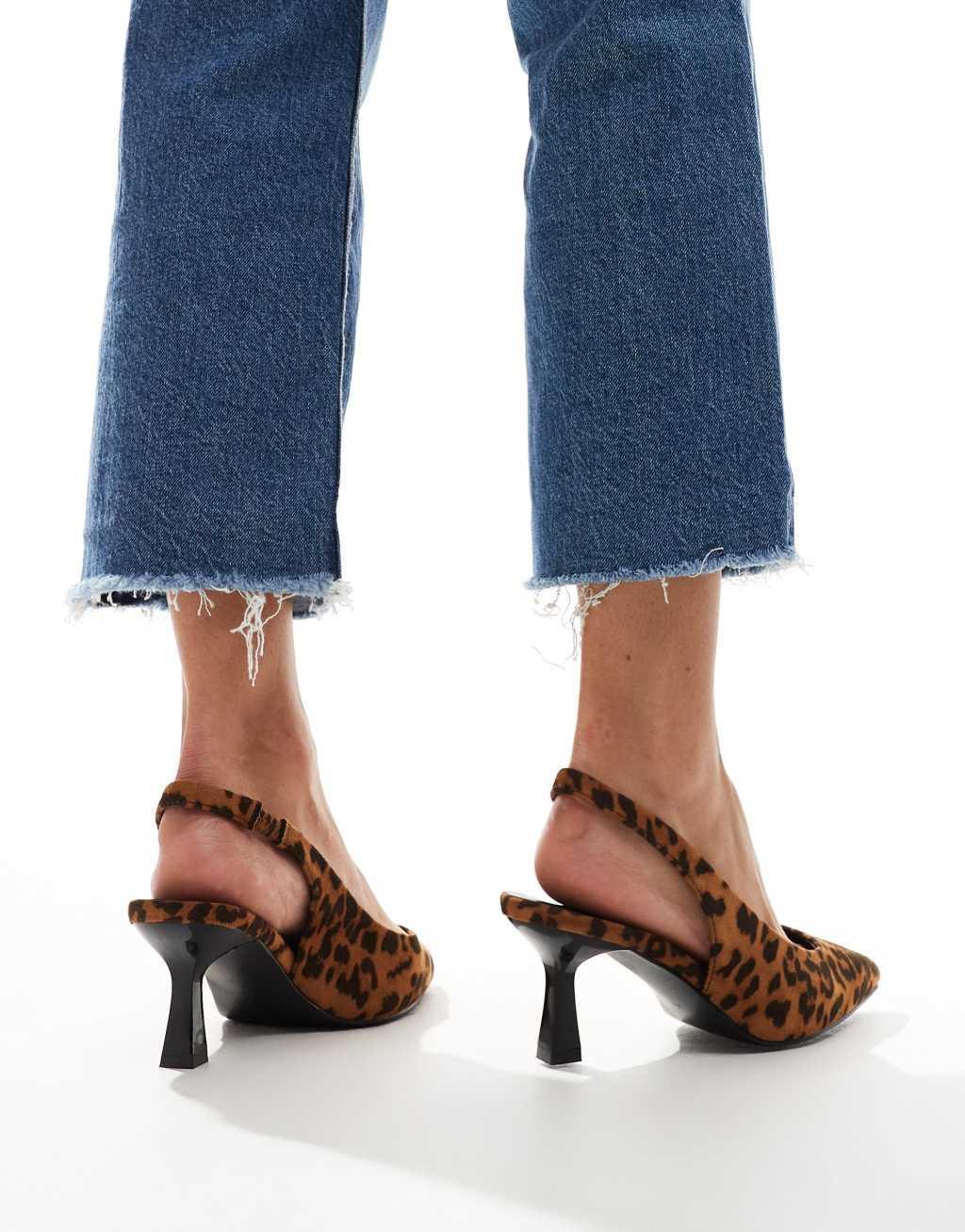 Yours sling back pumps in leopard Product Image