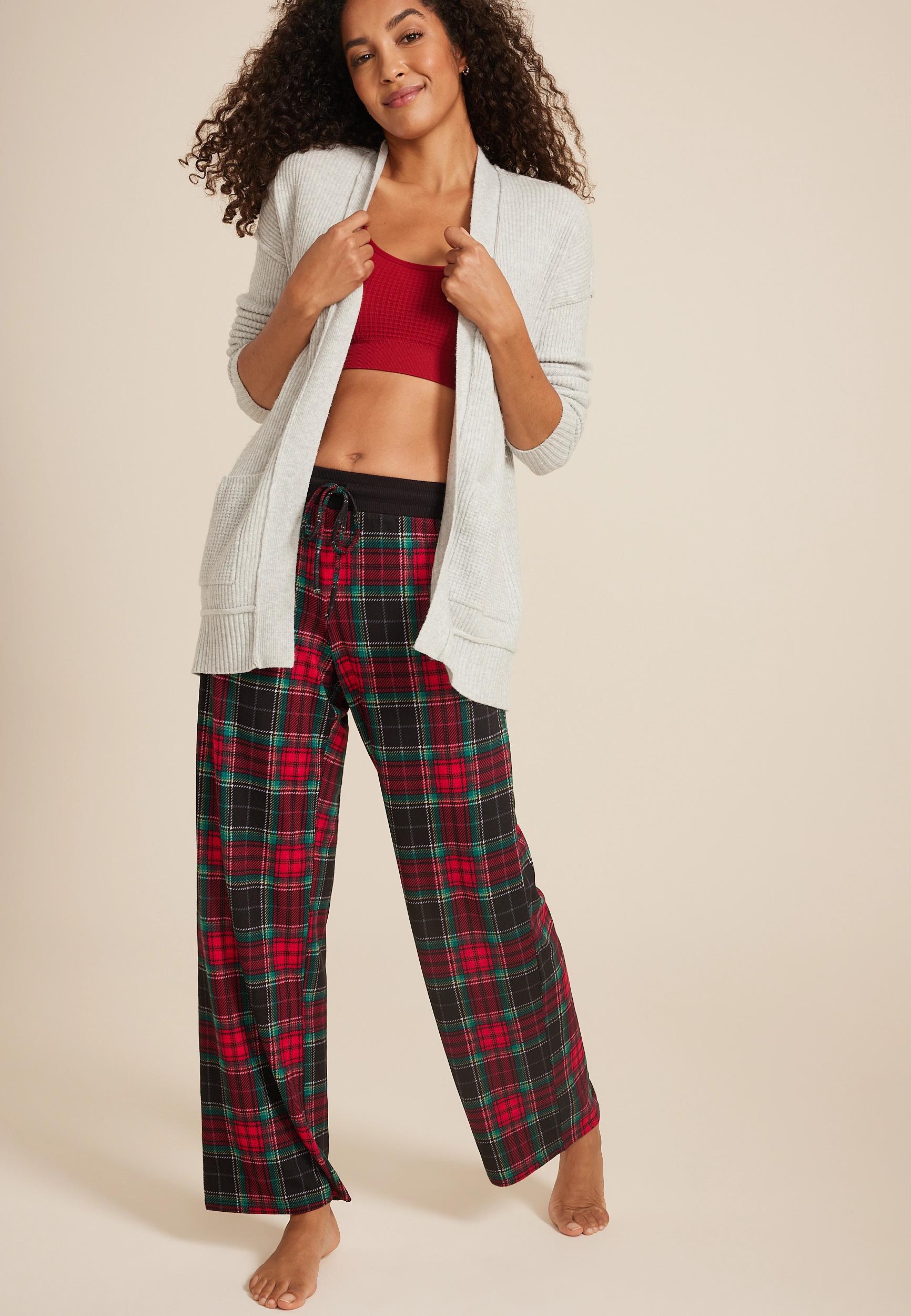 Maurices Womens Tartan Plaid Hacci Wide Leg Pajama Pants Size XX Large product image