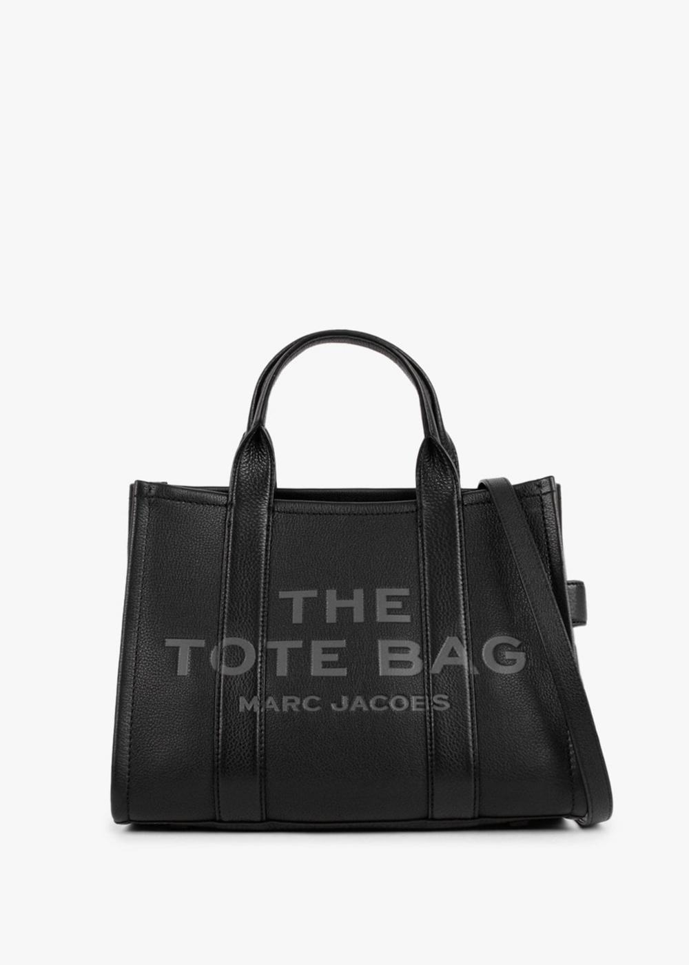 MARC JACOBS The Leather Medium Black Tote Bag In Black Leather product image