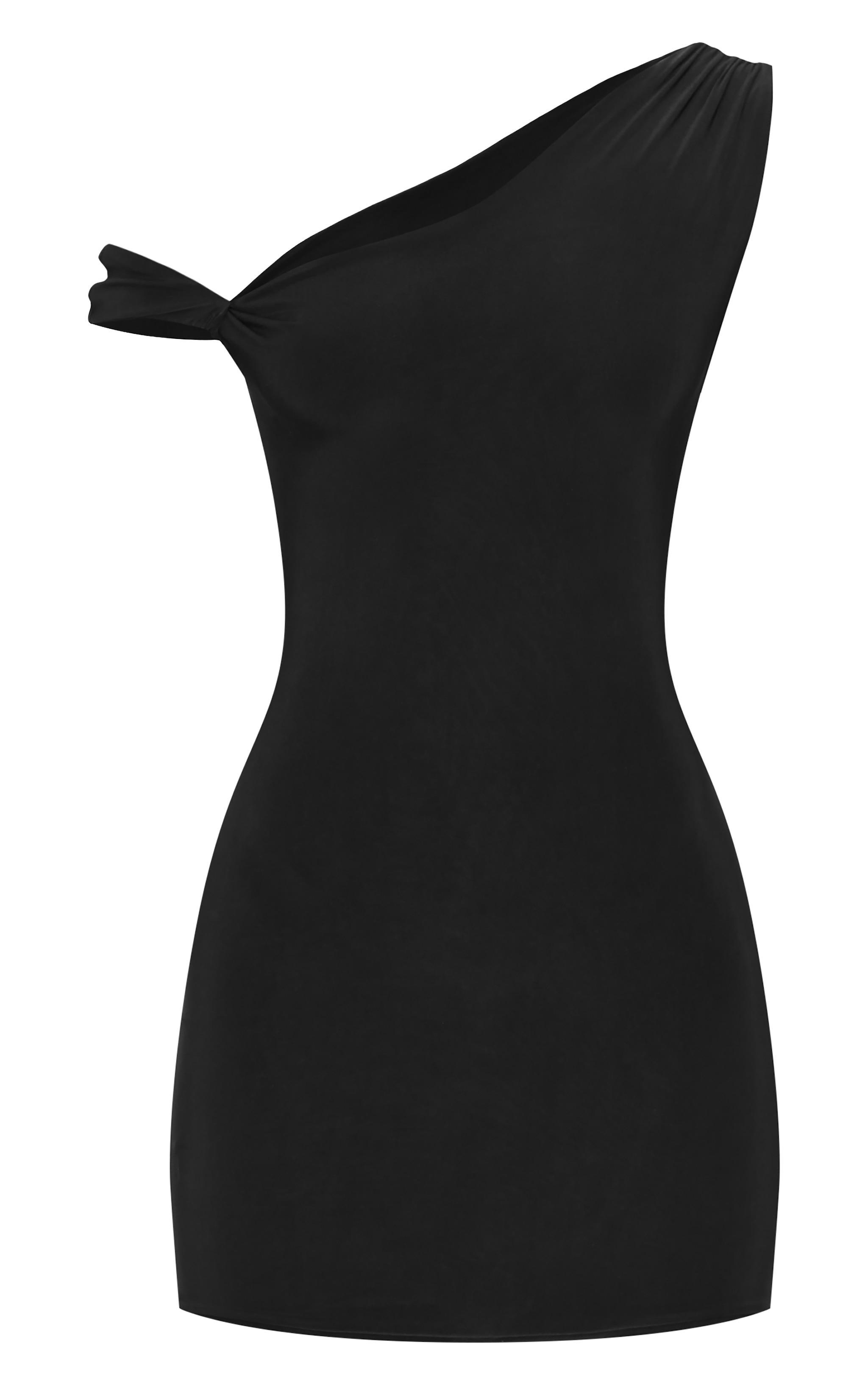 Black Double Layer Slinky Twist Bodycon Dress Product Image