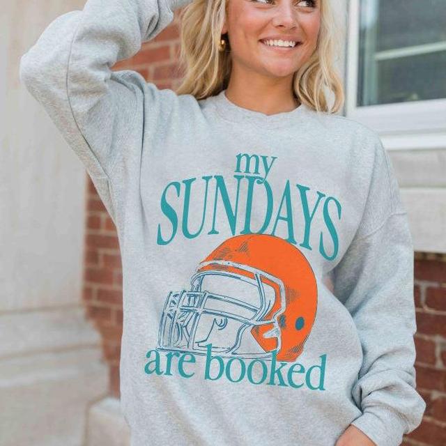 My Sundays Are Booked Light Grey Oversized Graphic Sweatshirt Product Image